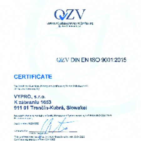 DIN EN ISO 9001 certificate DIN EN ISO 9001 certificate VYPRO